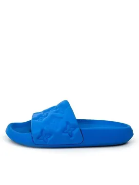 7 LV Men s Waterfront Monogram Embossed Mule Slippers Blue