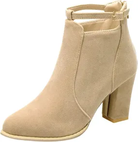 Ankle Boots for Women Fashion Hollow Out Design Mid Heel Dress Boots Zipper Chunky Block Low Heel Ankle Bootie