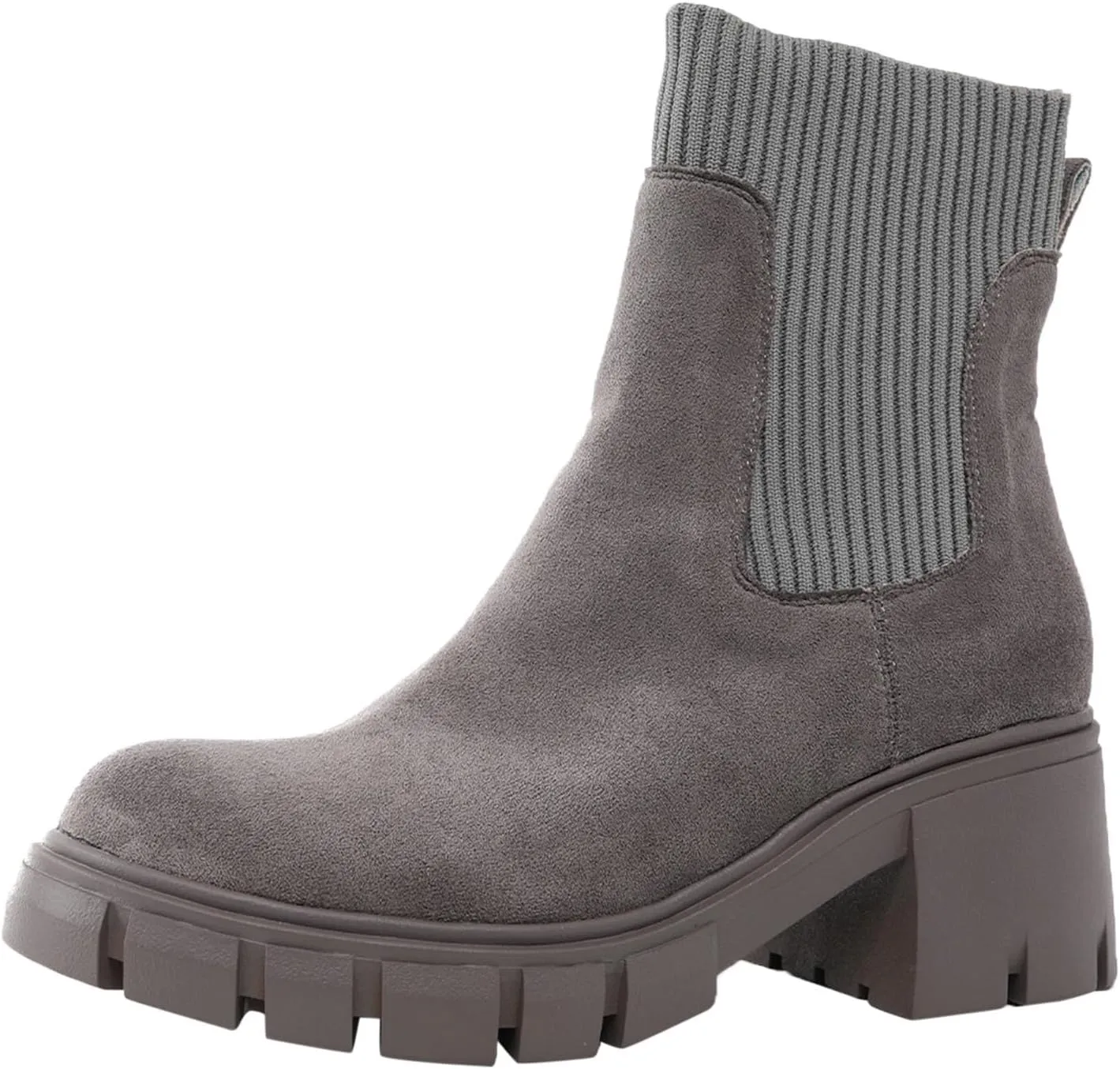 Ankle Boots for Women, Women's Fashion Platform Elastic Chunky Block Heel Chelsea Boots Lug Sole Non-Slip Combat Shoes