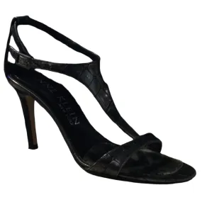ANNE KLEIN BLACK METALLIC STRAPPY HIGH HEEL SIZE 6