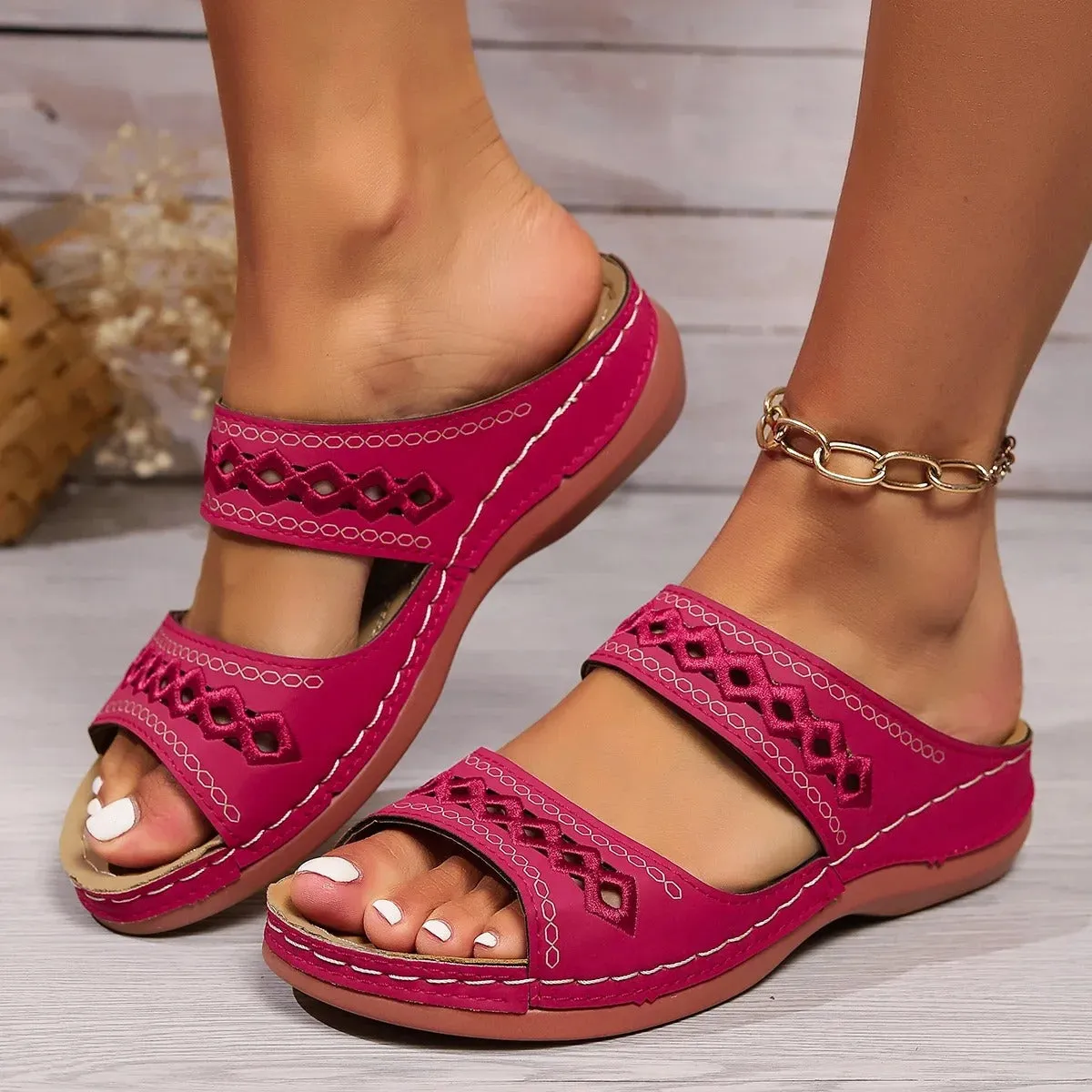 Beatrice - Vintage Open Toe Wedge Sandals for Women