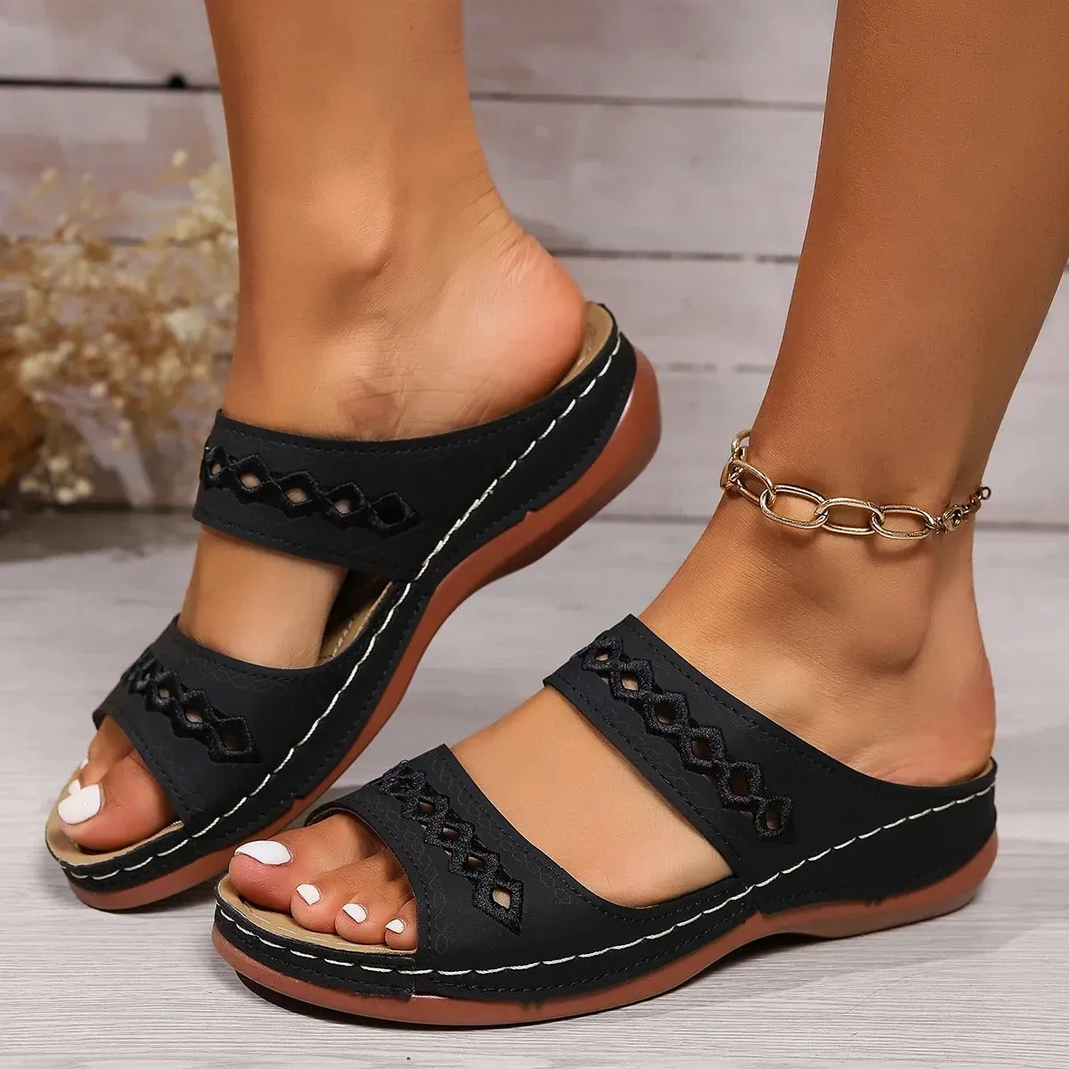 Beatrice - Vintage Open Toe Wedge Sandals for Women