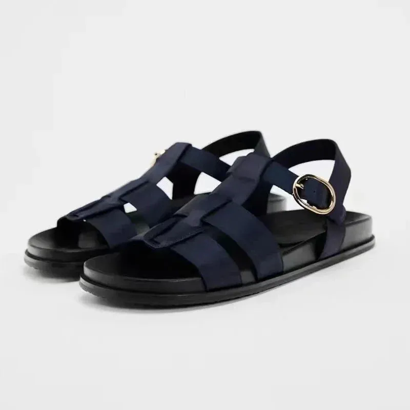 binfenxie  -  2024 Woman’s White Leather Flat Sandal Summer Casual Plus Size Flip Flops Female Beach Casual Slippers Chic Straps Flat Sandals