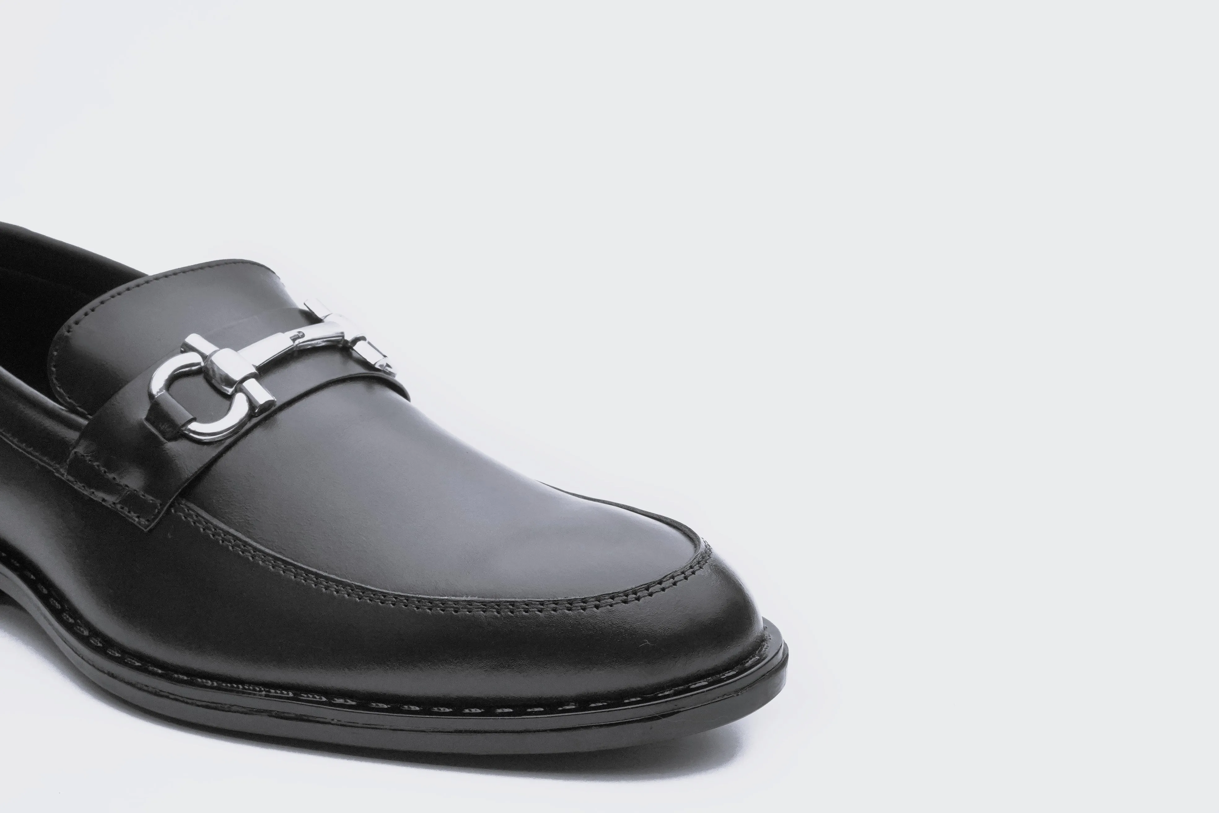 Black Leather Horsebit Loafer DH-1002