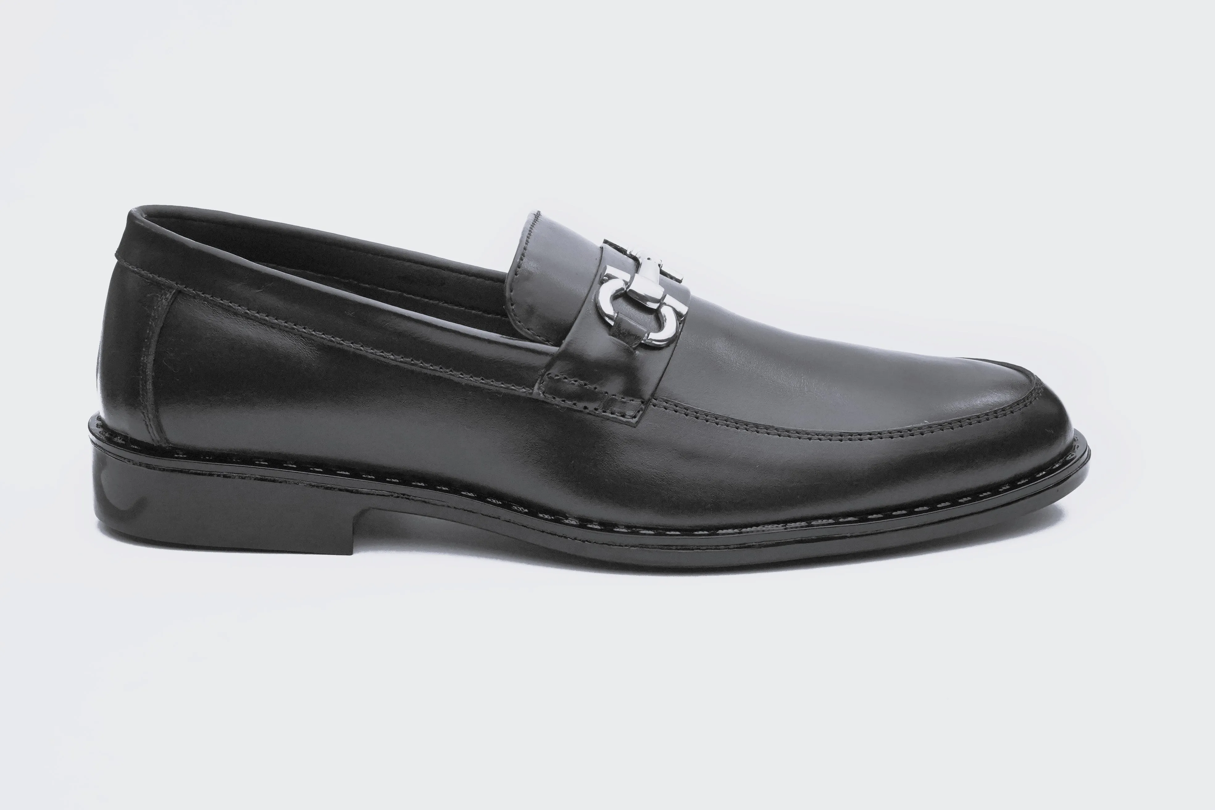 Black Leather Horsebit Loafer DH-1002
