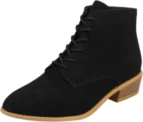 Boots for Women Flat Pointed Toe Women's Lace Up Chelsea Ankle Boots Suede Zipper Ankle Boots Fall Boots 2024
