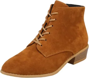 Boots for Women Flat Pointed Toe Women's Lace Up Chelsea Ankle Boots Suede Zipper Ankle Boots Fall Boots 2024