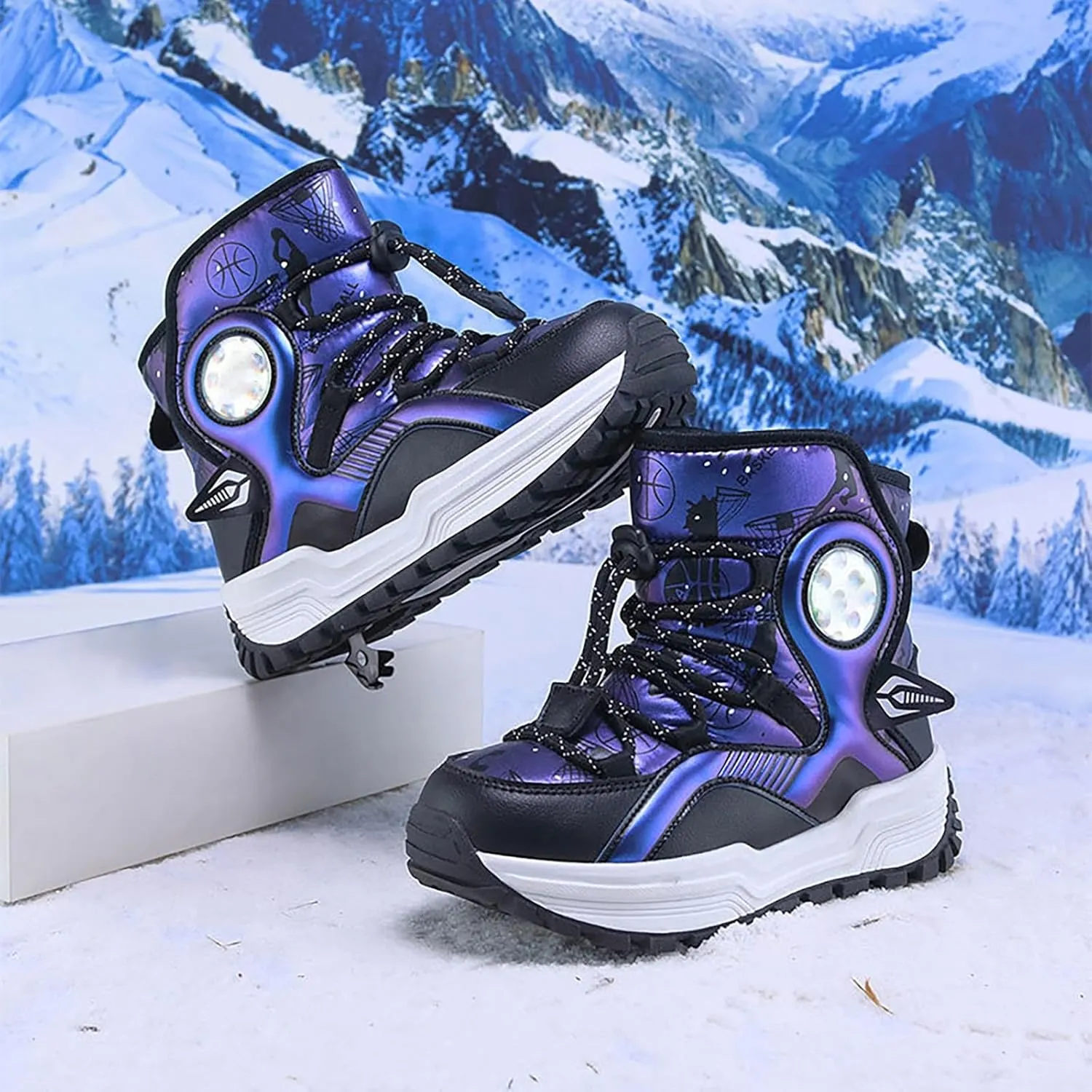 Boys Girls Toddler Snow Boots Resistant Outdoor Winter Mid Calf Boot Snow Boots Boy Kids Rubber Insulated Boots