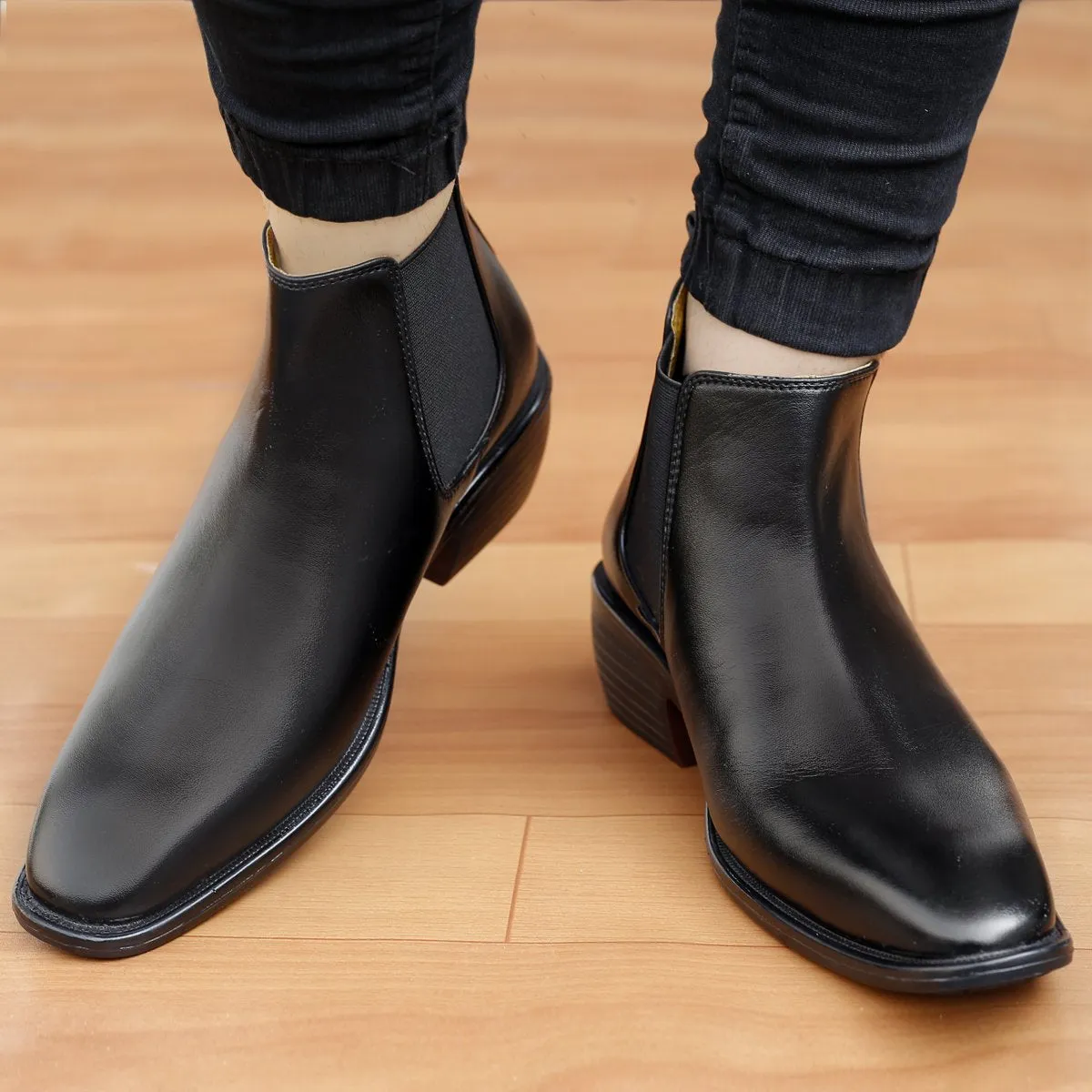Bxxy's 2 Inch Hidden Height Increasing Vegan Leather  Comfortable Slip-on Chelsea Boots for Men
