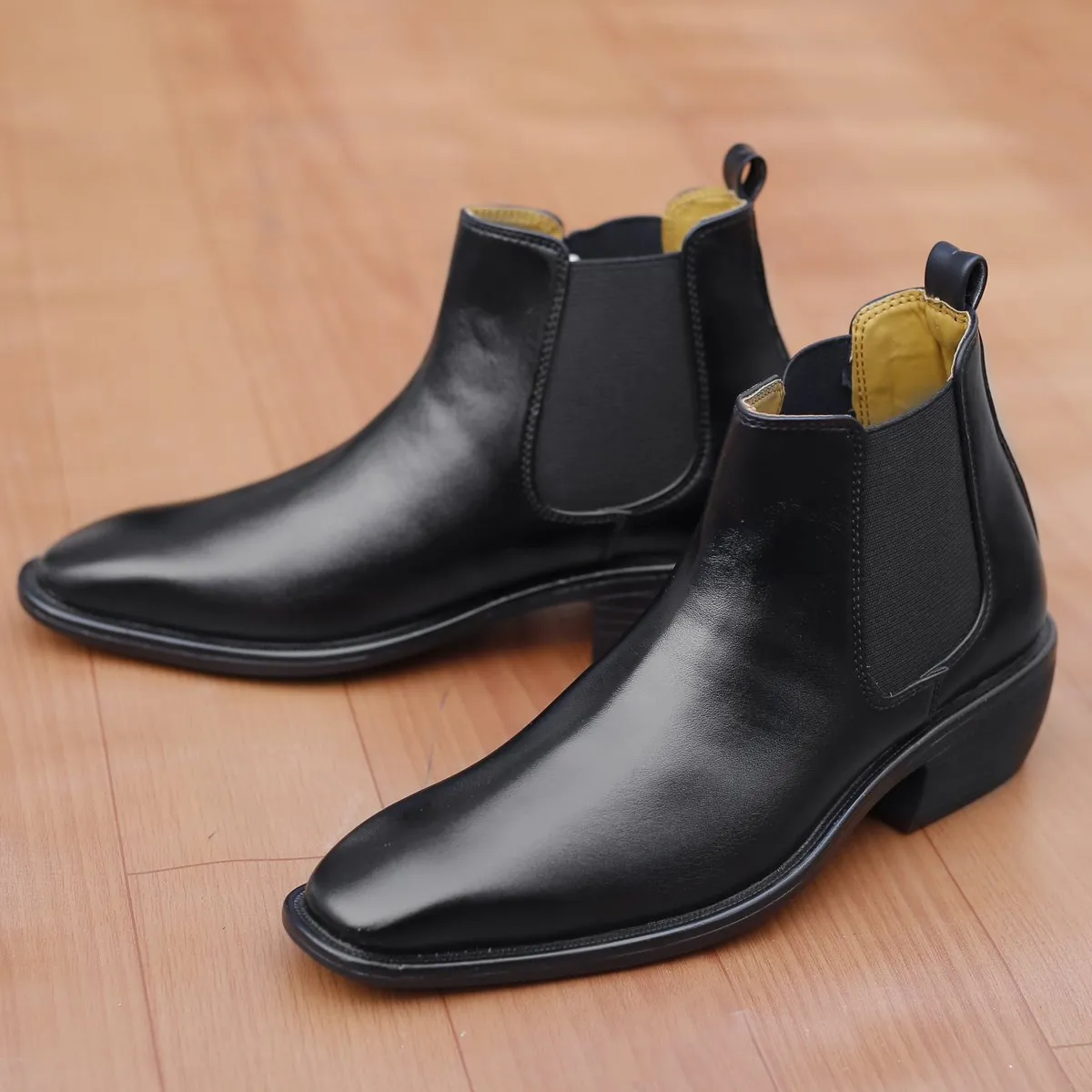 Bxxy's 2 Inch Hidden Height Increasing Vegan Leather  Comfortable Slip-on Chelsea Boots for Men