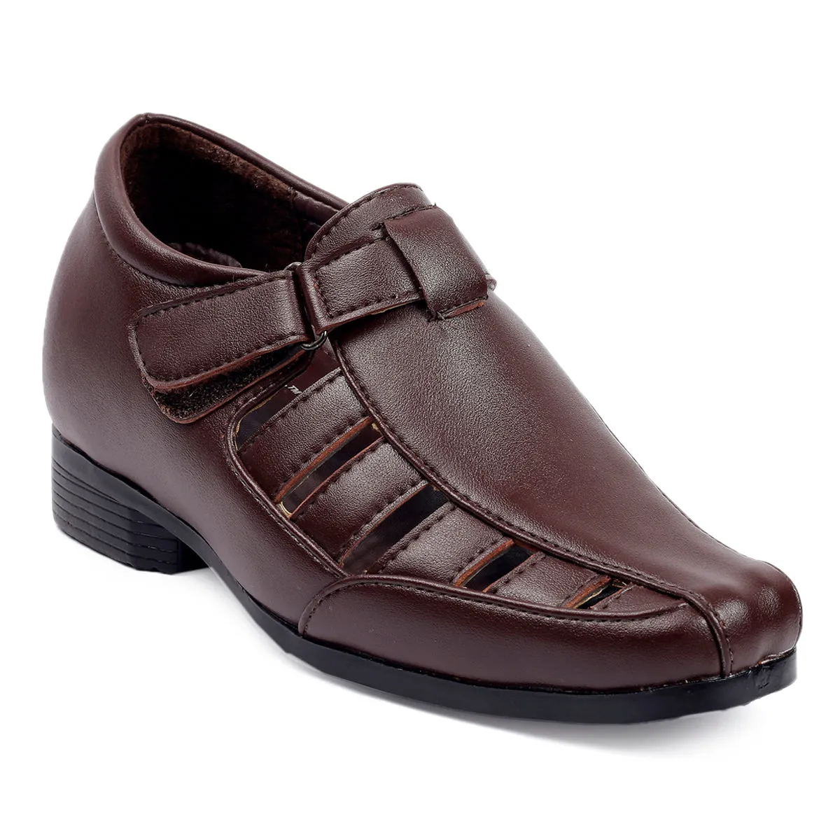 Bxxy's 3 Inch Hidden Height Increasing Vegan Leather Roman Sandals for Men