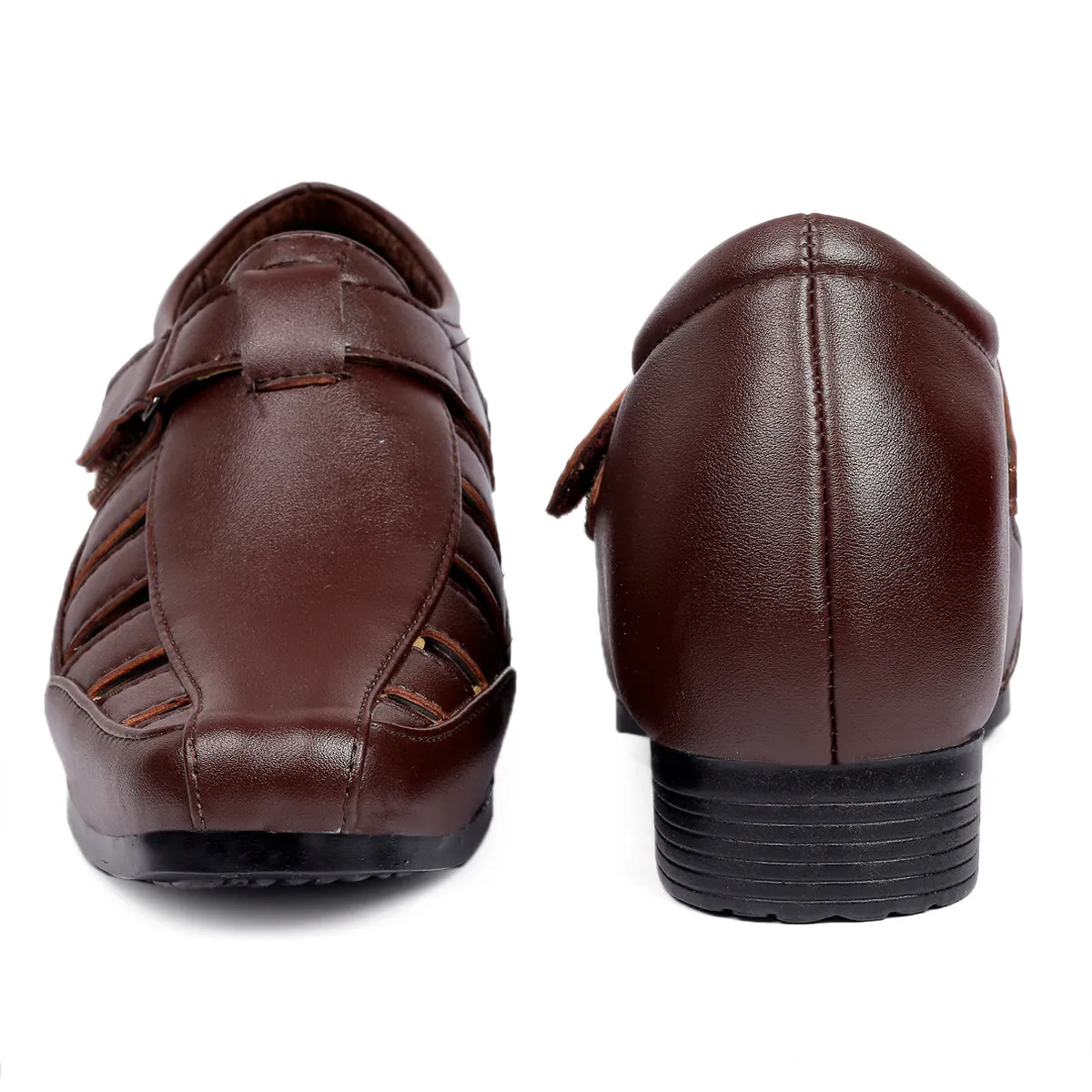 Bxxy's 3 Inch Hidden Height Increasing Vegan Leather Roman Sandals for Men