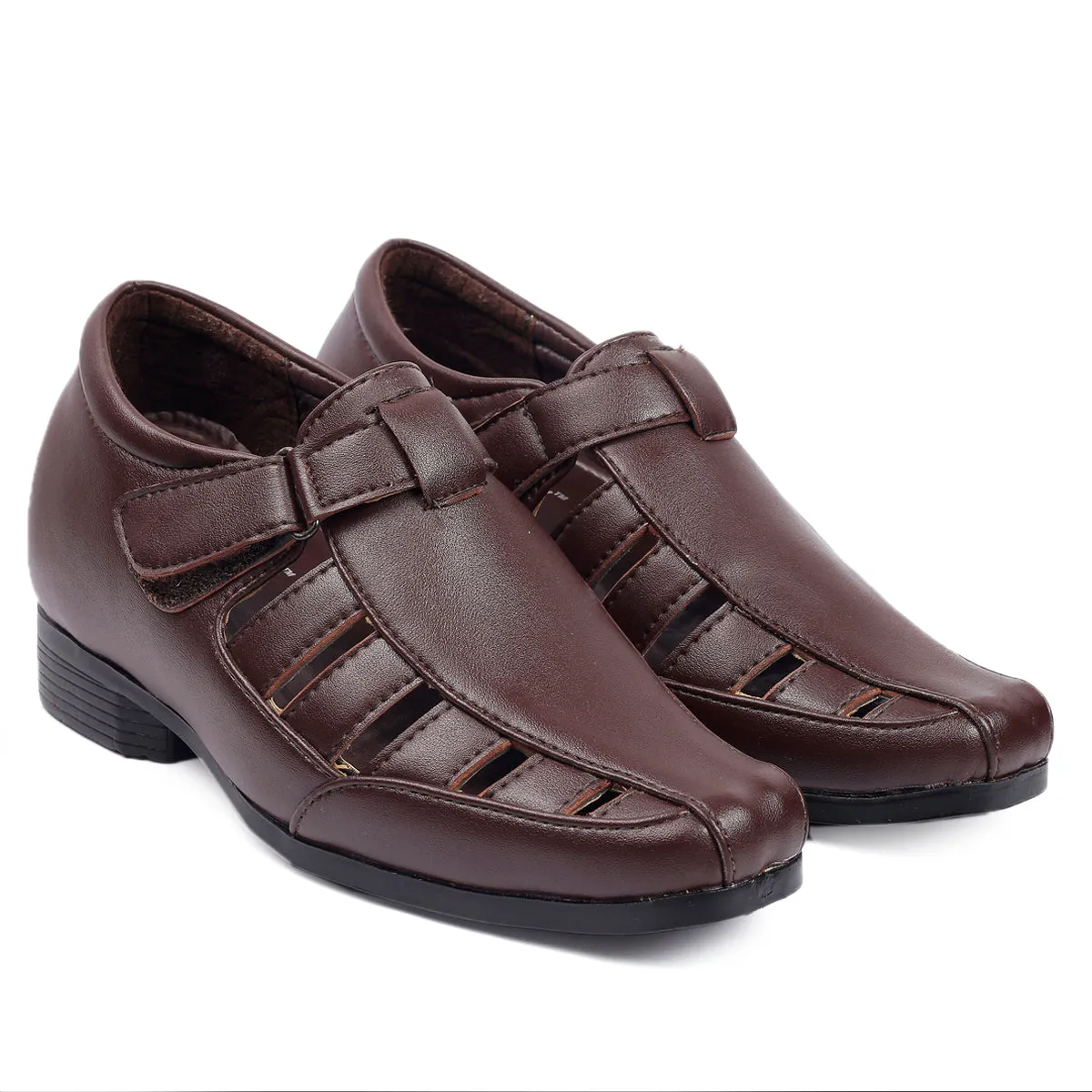 Bxxy's 3 Inch Hidden Height Increasing Vegan Leather Roman Sandals for Men