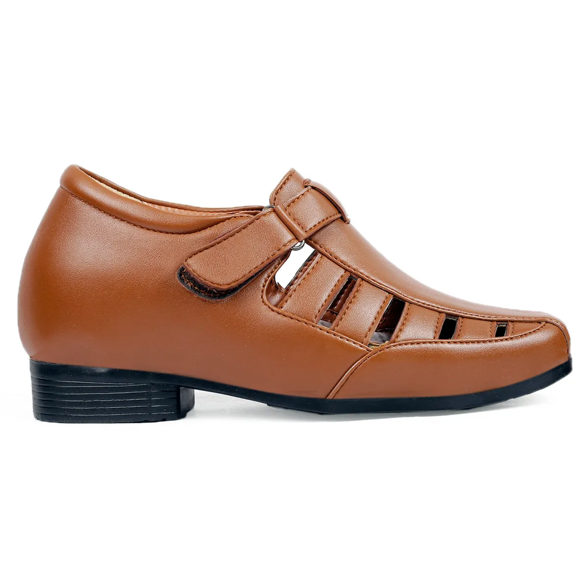 Bxxy's 3 Inch Hidden Height Increasing Vegan Leather Roman Sandals for Men