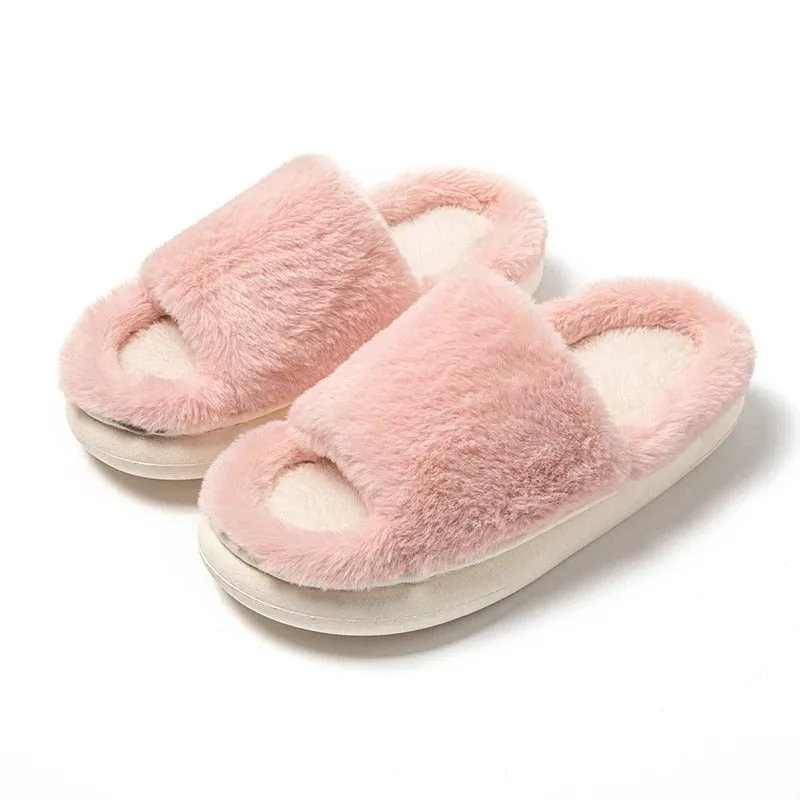 Cassandra - Cozy Fur Peep Toe Slippers for Women