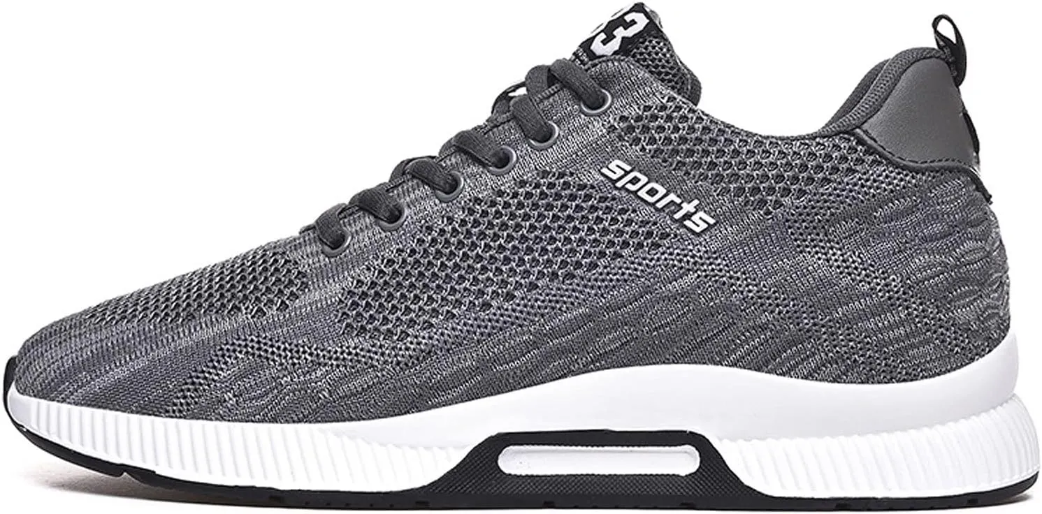 CERYTHRINA Men Elevator Sneakers Invisible Height Increasing Elevator Shoes Sports Shoes 2.36 Inches Breathable Lace up Sneakers