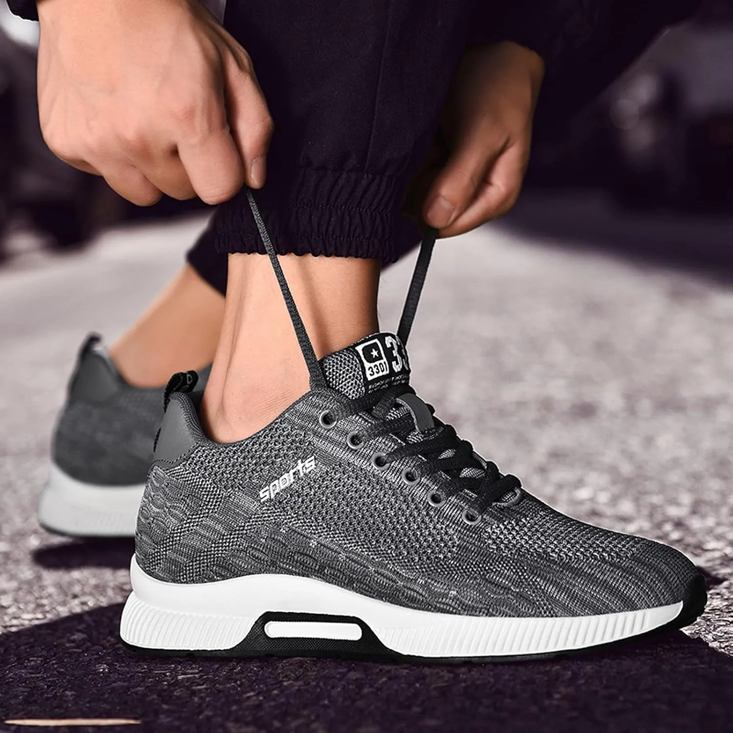 CERYTHRINA Men Elevator Sneakers Invisible Height Increasing Elevator Shoes Sports Shoes 2.36 Inches Breathable Lace up Sneakers