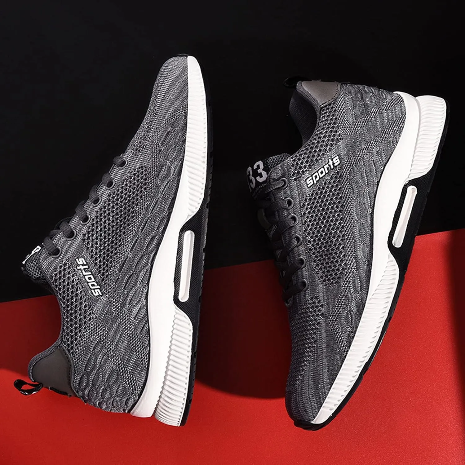 CERYTHRINA Men Elevator Sneakers Invisible Height Increasing Elevator Shoes Sports Shoes 2.36 Inches Breathable Lace up Sneakers