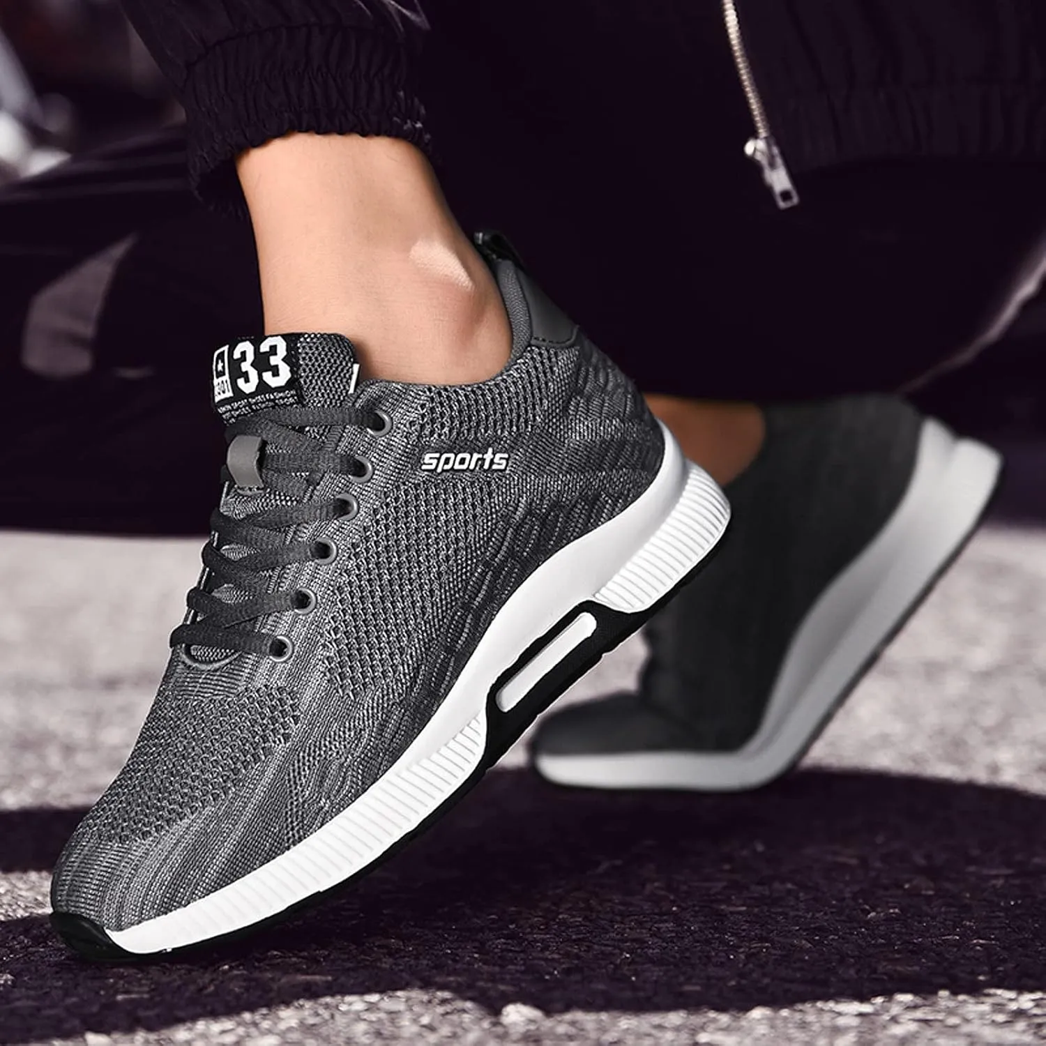 CERYTHRINA Men Elevator Sneakers Invisible Height Increasing Elevator Shoes Sports Shoes 2.36 Inches Breathable Lace up Sneakers