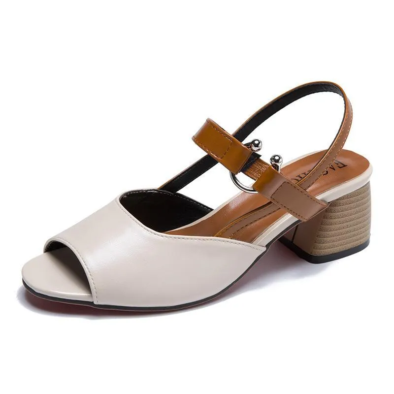 Chicvane Buckle Closure Chunky Heel Sandals Dress Heels