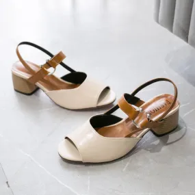 Chicvane Buckle Closure Chunky Heel Sandals Dress Heels