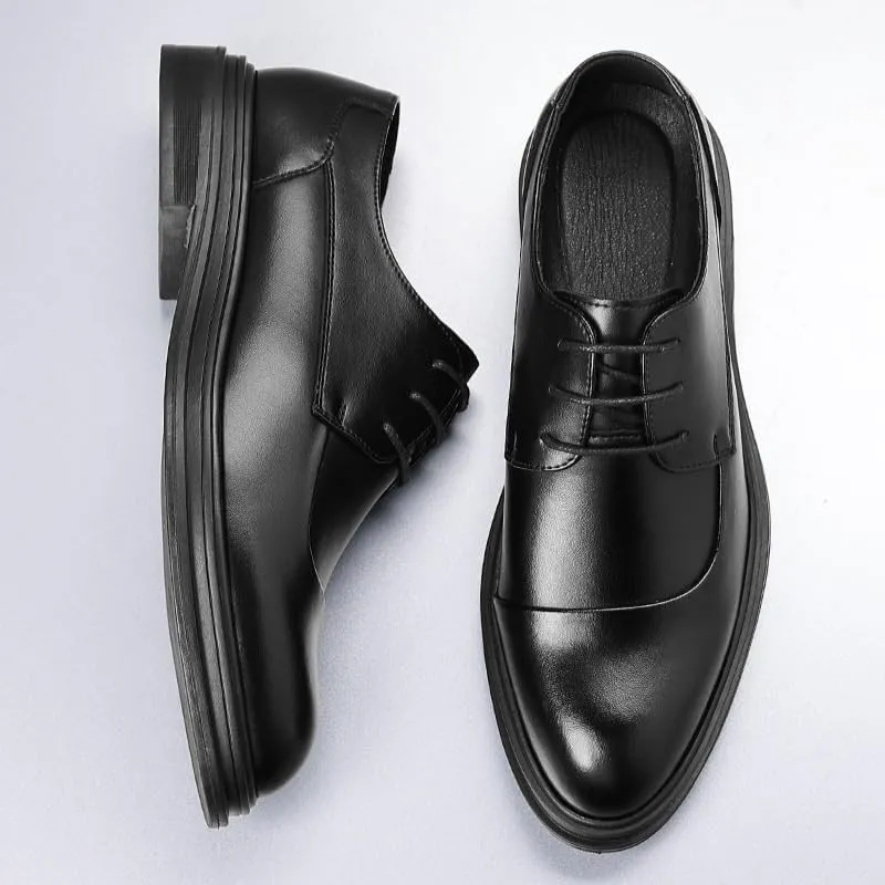 Classic Men's Leather Dress Shoes Men Formal Business Lace Up Oxford Shoes Retro Casual Comfortable Derby Shoes for Men