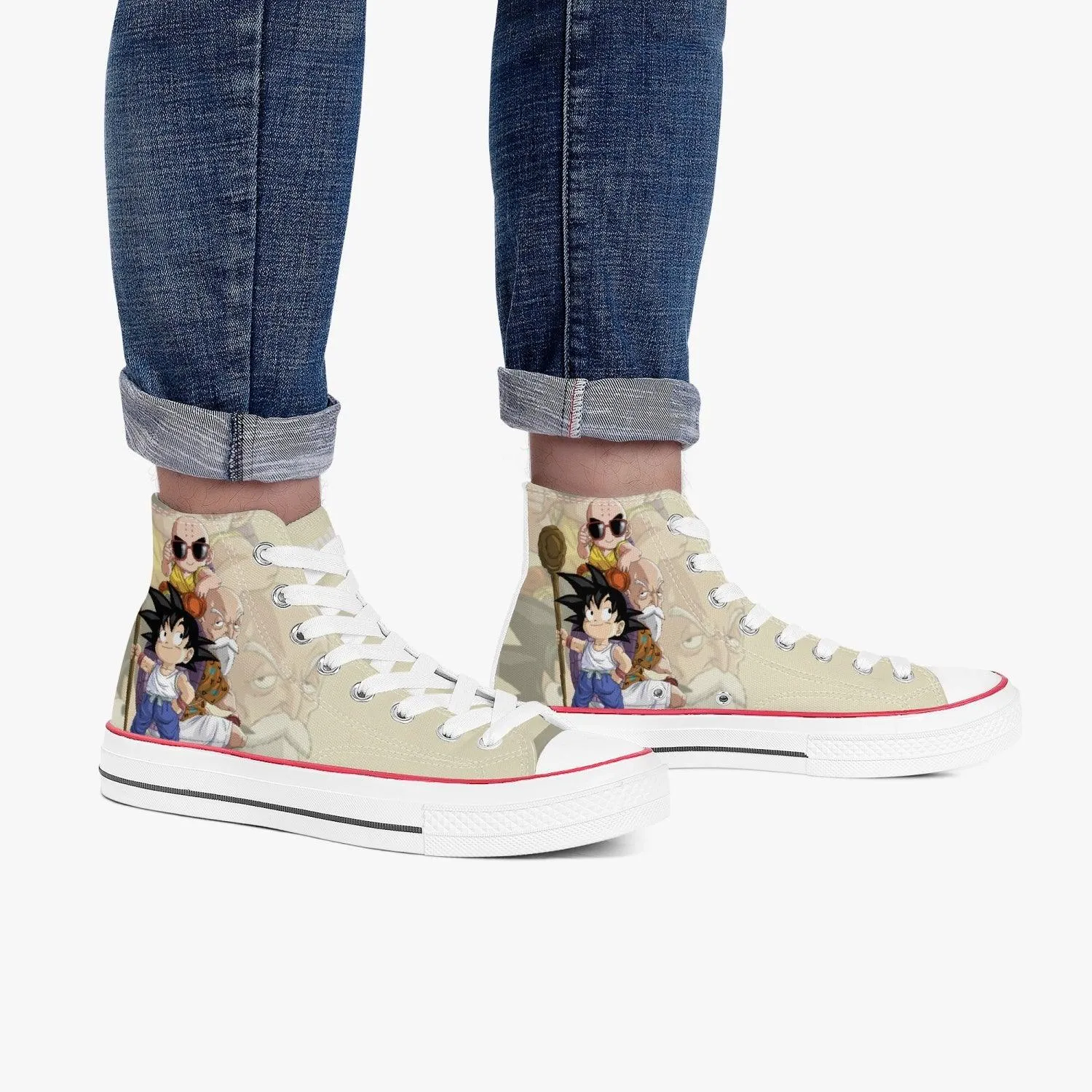 Dragonball Z Goku and Krillin and Ded A-Star High White Anime Shoes