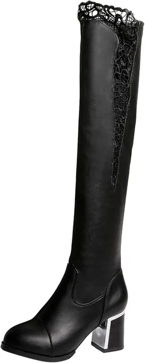Fall Boots Womens Over The Knee Boots Thigh High Chunky Heel Boot Fashion Long Tall Stretch Sexy Fall Winter Boots