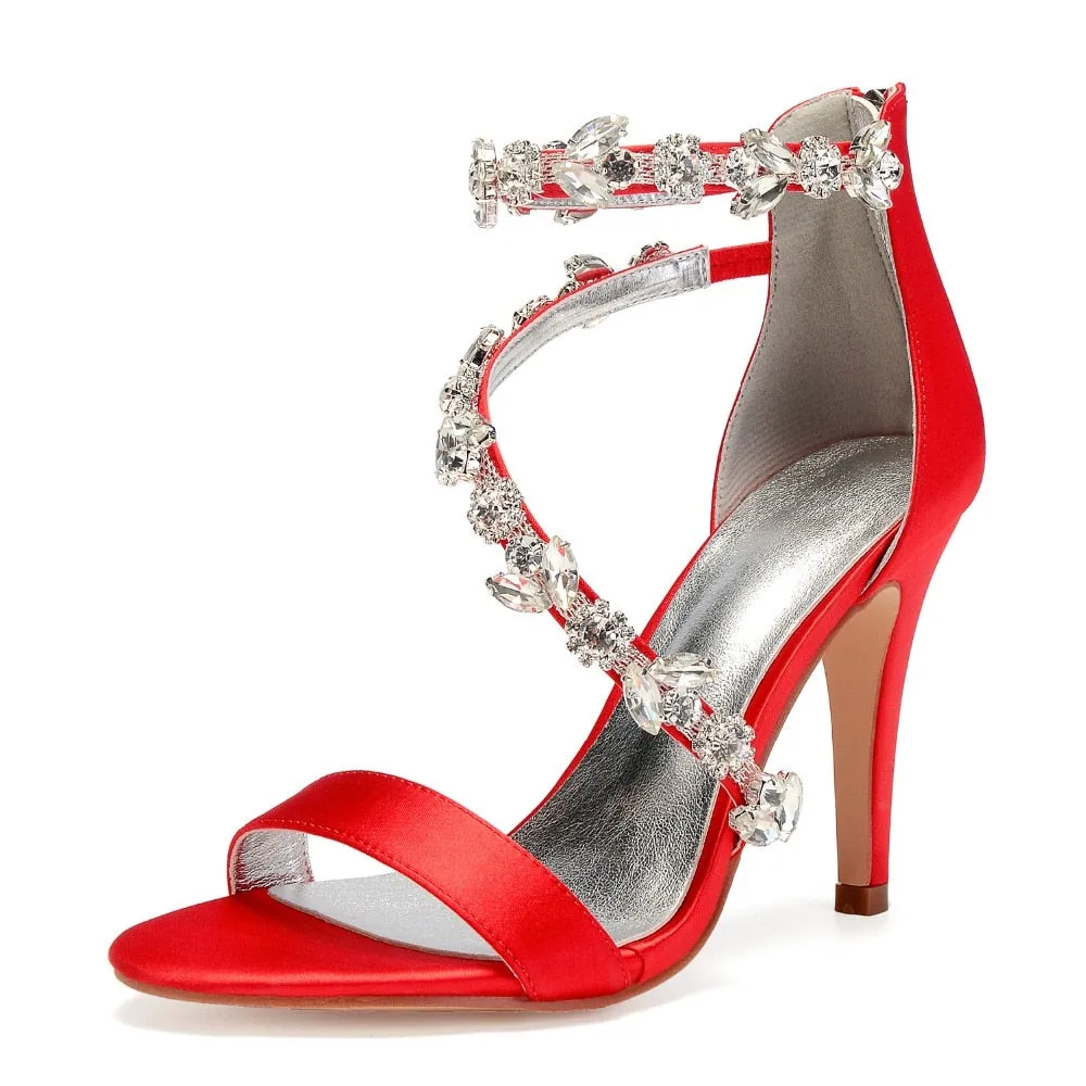 Funki Buys | Shoes | Women's Elegant Satin Crystal High Stiletto