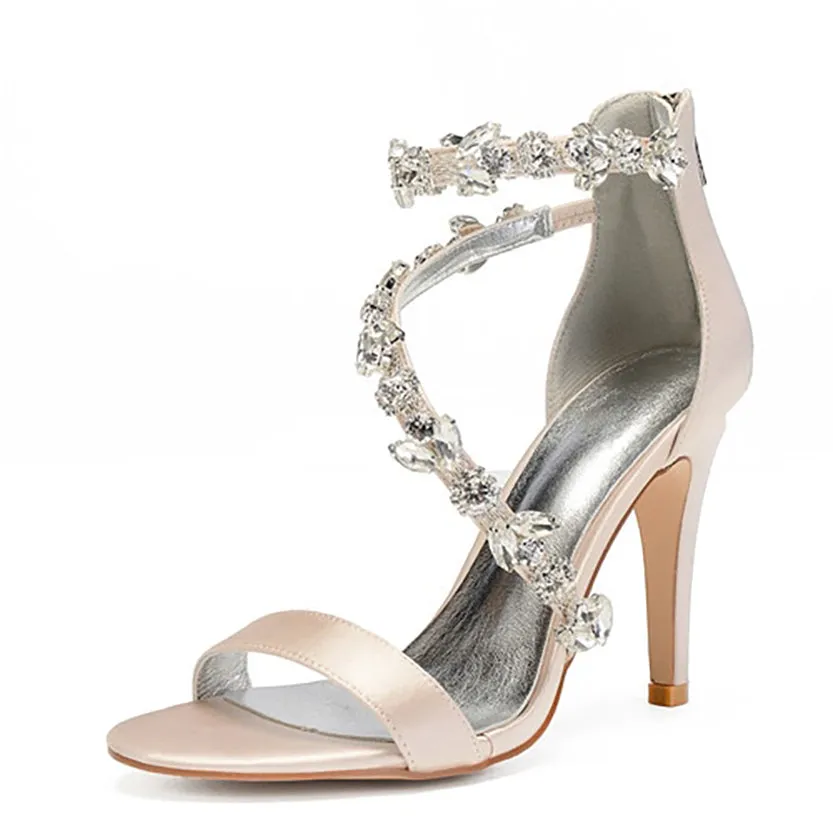 Funki Buys | Shoes | Women's Elegant Satin Crystal High Stiletto