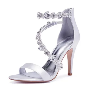 Funki Buys | Shoes | Women's Elegant Satin Crystal High Stiletto