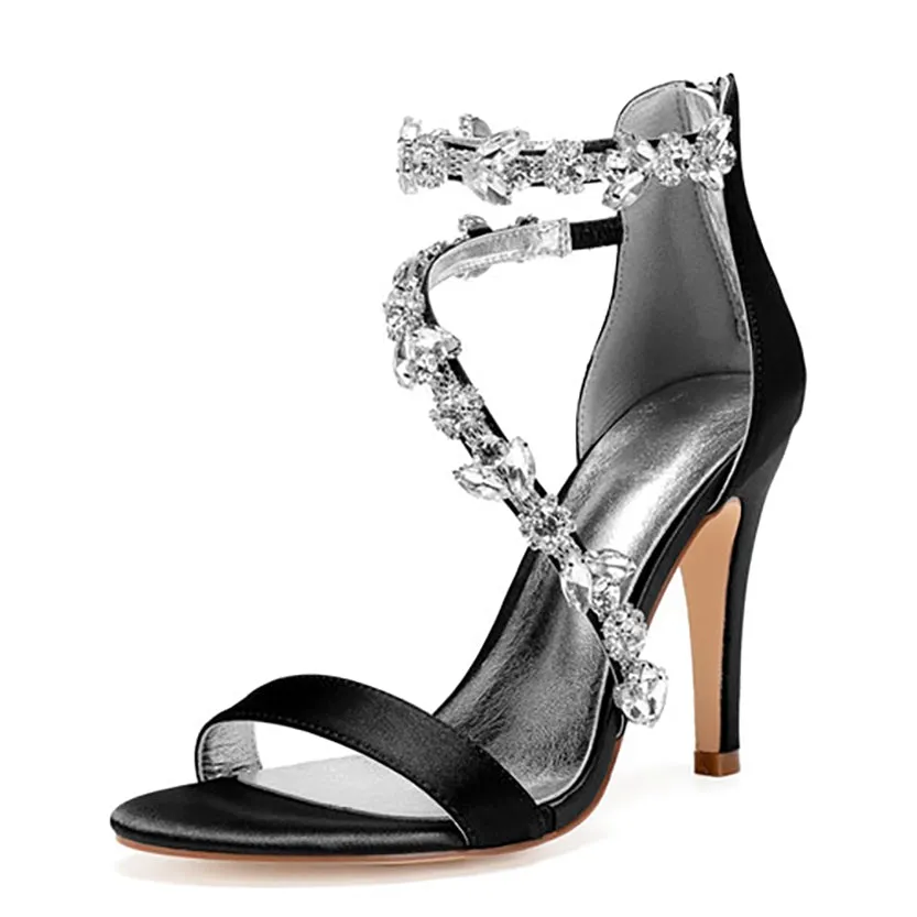 Funki Buys | Shoes | Women's Elegant Satin Crystal High Stiletto