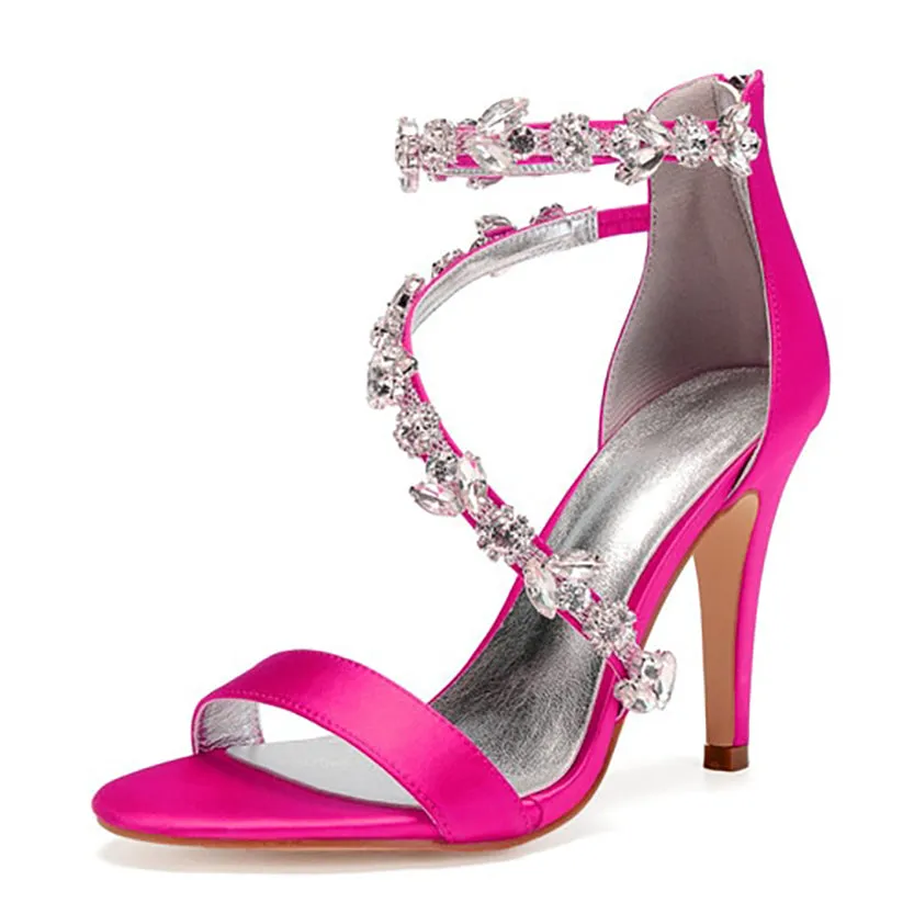 Funki Buys | Shoes | Women's Elegant Satin Crystal High Stiletto