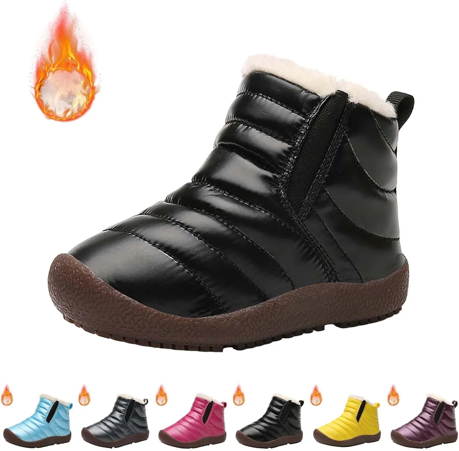 Girls Boys Ankle Snow Boots Faux  Lined Cozy Furry Outdoor Warm Comfortable Non Slip Shoes Winter Winter Boots