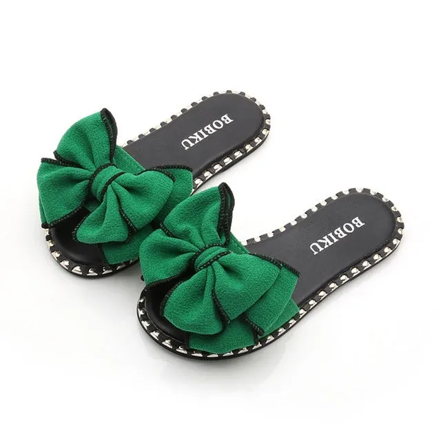 Girls Slippers Summer Children Kids Baby Girls Bowknot Candy Color Flat Slipper Casual Shoes Sapatos Infantil Menina Flip Flops
