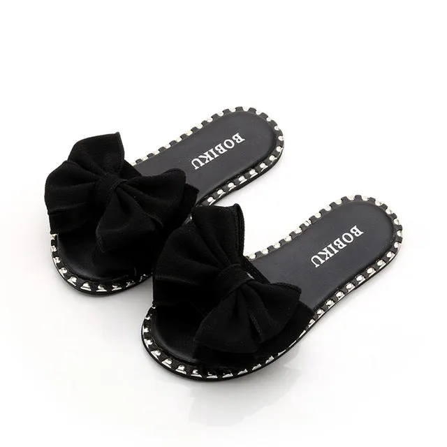 Girls Slippers Summer Children Kids Baby Girls Bowknot Candy Color Flat Slipper Casual Shoes Sapatos Infantil Menina Flip Flops