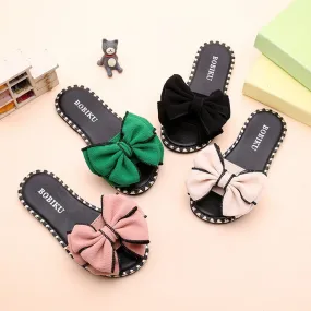 Girls Slippers Summer Children Kids Baby Girls Bowknot Candy Color Flat Slipper Casual Shoes Sapatos Infantil Menina Flip Flops
