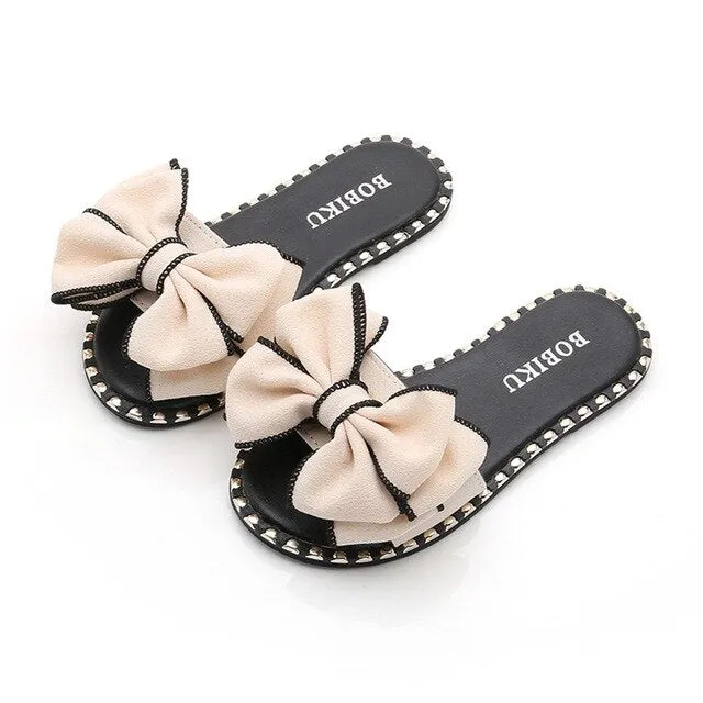 Girls Slippers Summer Children Kids Baby Girls Bowknot Candy Color Flat Slipper Casual Shoes Sapatos Infantil Menina Flip Flops