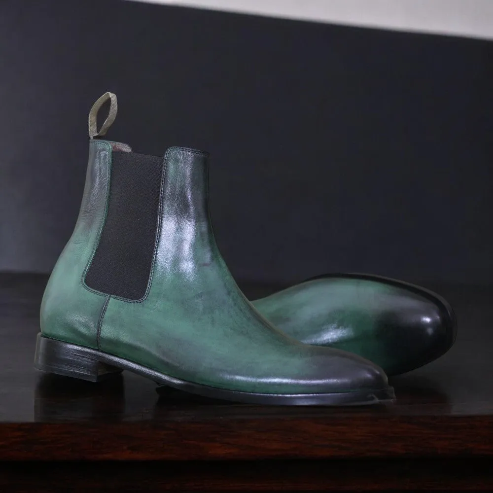 Green Chelsea Boots – Handcrafted Elegance by Posh Footwears