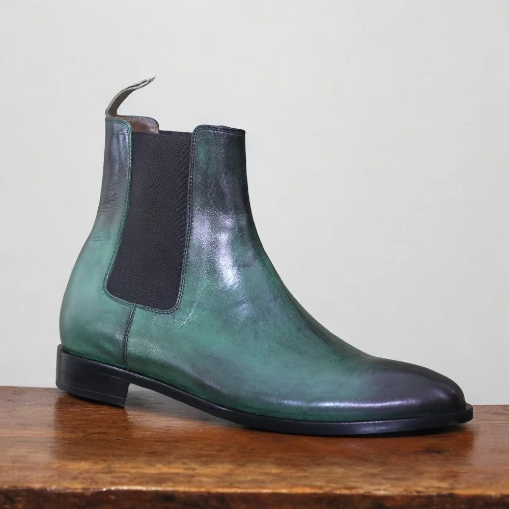 Green Chelsea Boots – Handcrafted Elegance by Posh Footwears