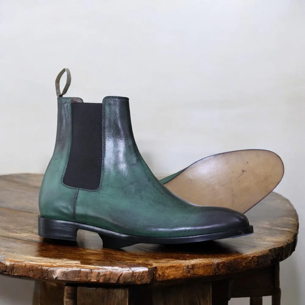 Green Chelsea Boots – Handcrafted Elegance by Posh Footwears