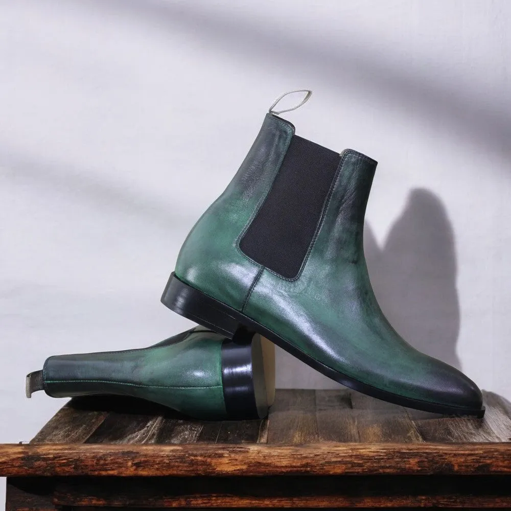 Green Chelsea Boots – Handcrafted Elegance by Posh Footwears