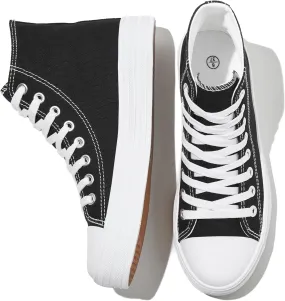 HYPOCRUTE Womens High Top Sneakers Classic Canvas Shoes for Women Lace Up Canvas Sneakers Casual Tennis Shoes for Walking