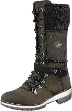 Ladmiple Ankle Boots Women Comfort Mid Calf Combat Riding Fashion Winter Booties Side Zipper Low Heel Motorcycle Military Biker Boots