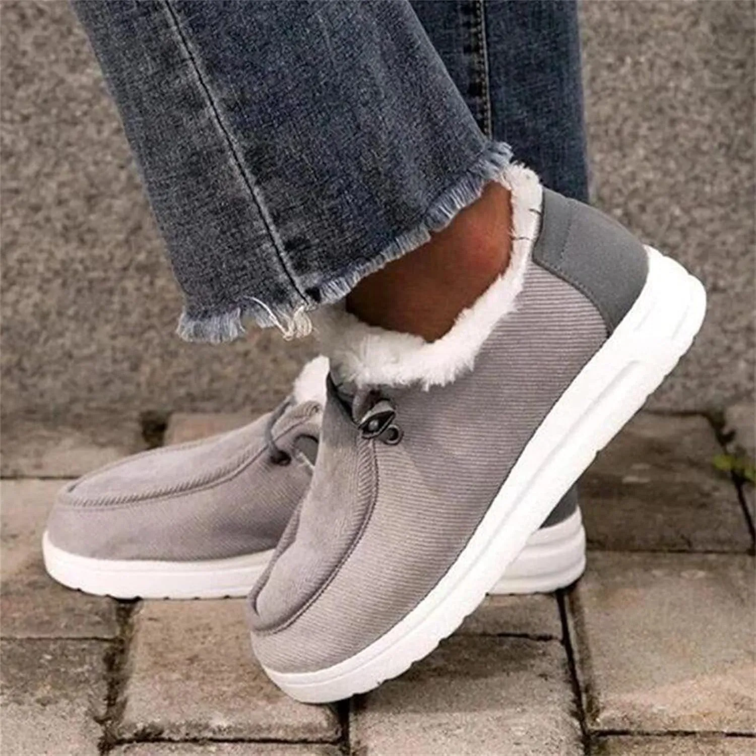 Ladmiple Winter Boots For Women Warm Snow Boots Fur Lined Anti-Slip Outdoor Slip On Ankle Booties Comfortable Loafers