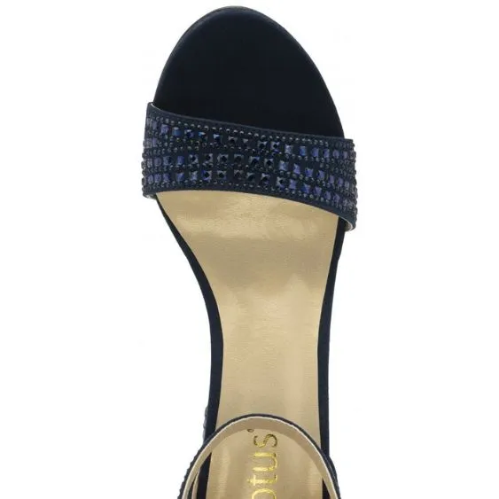 Lotus "Marquesa" Navy Diamante Block Heeled Sandal
