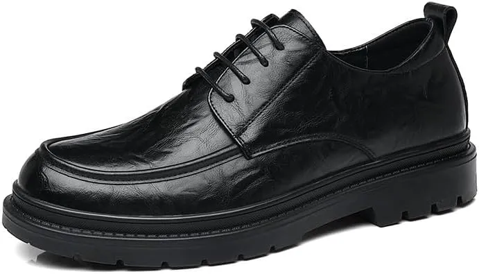 Men's Brogue Oxfords Shoes Mens Genuine Leather Platform Lace-up Dress Shoes