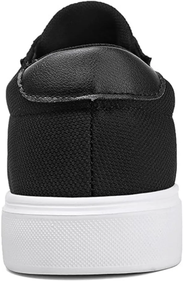 Mens Canvas Casual Flat Shoes Comfort Round Toe Soft Bottom Knitting Lace-Up Sneakers Outdoor Breathable Non-Slip Walking Shoes