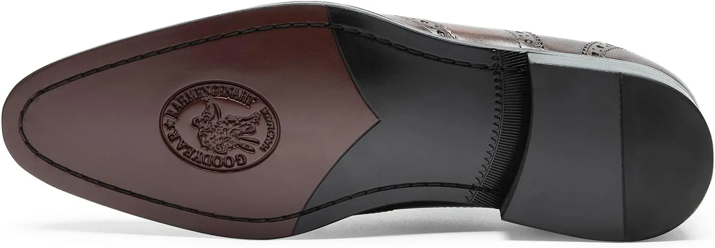Men's Dress Shoes - Modern Cap Toe Oxford in Genuine Leather | Contemporary Dress Shoes with Sleek Silhouette