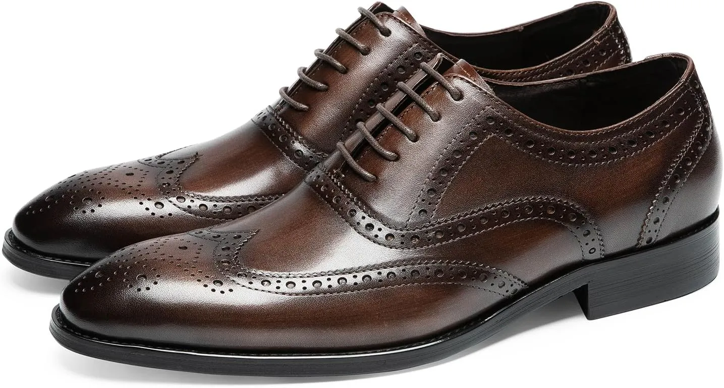 Men's Dress Shoes - Modern Cap Toe Oxford in Genuine Leather | Contemporary Dress Shoes with Sleek Silhouette